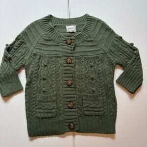 Sweet by Miss Me Alpaca Blend Cable Knit Cardigan Sweater Womens Large Olive